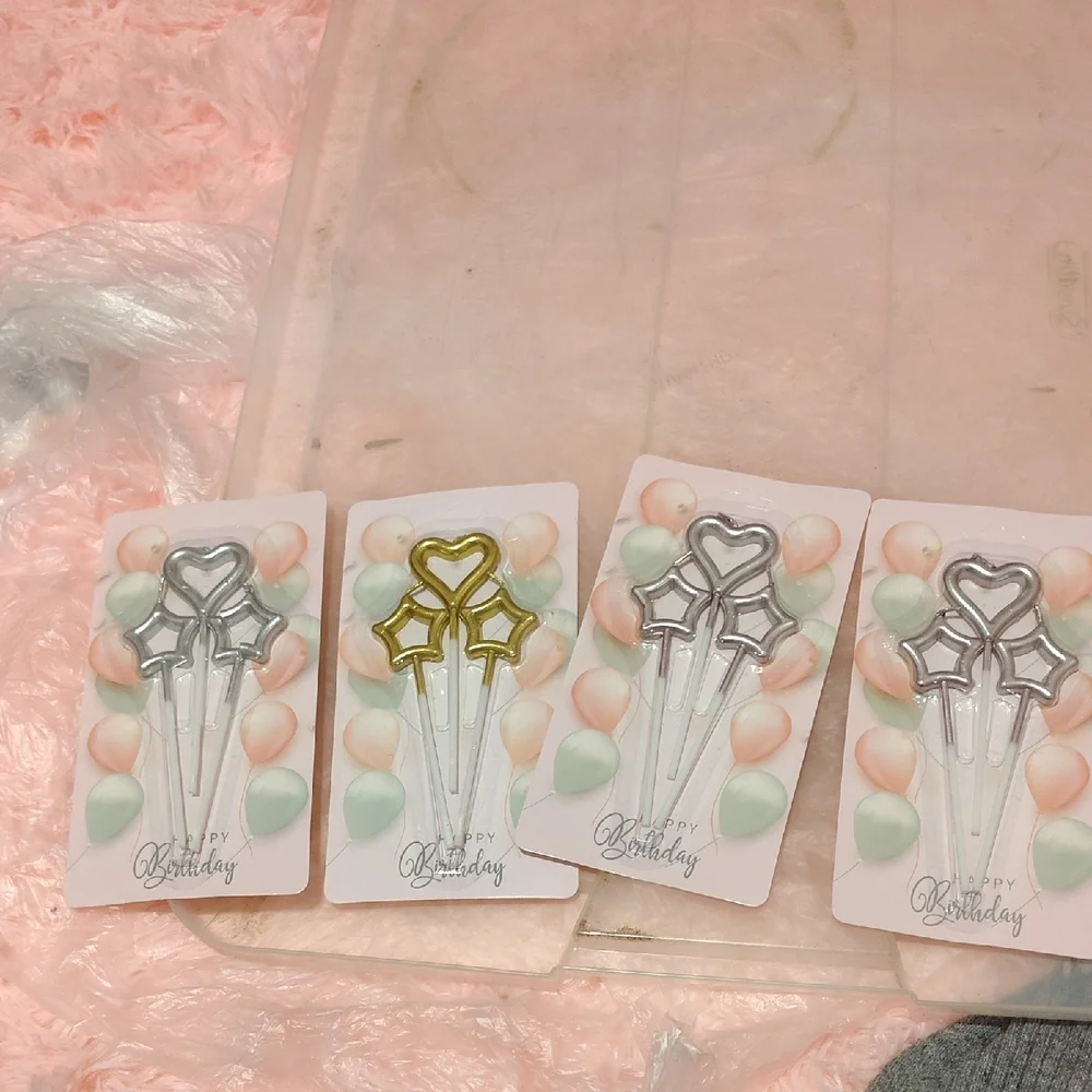 Silver Star and Heart Cake Toppers